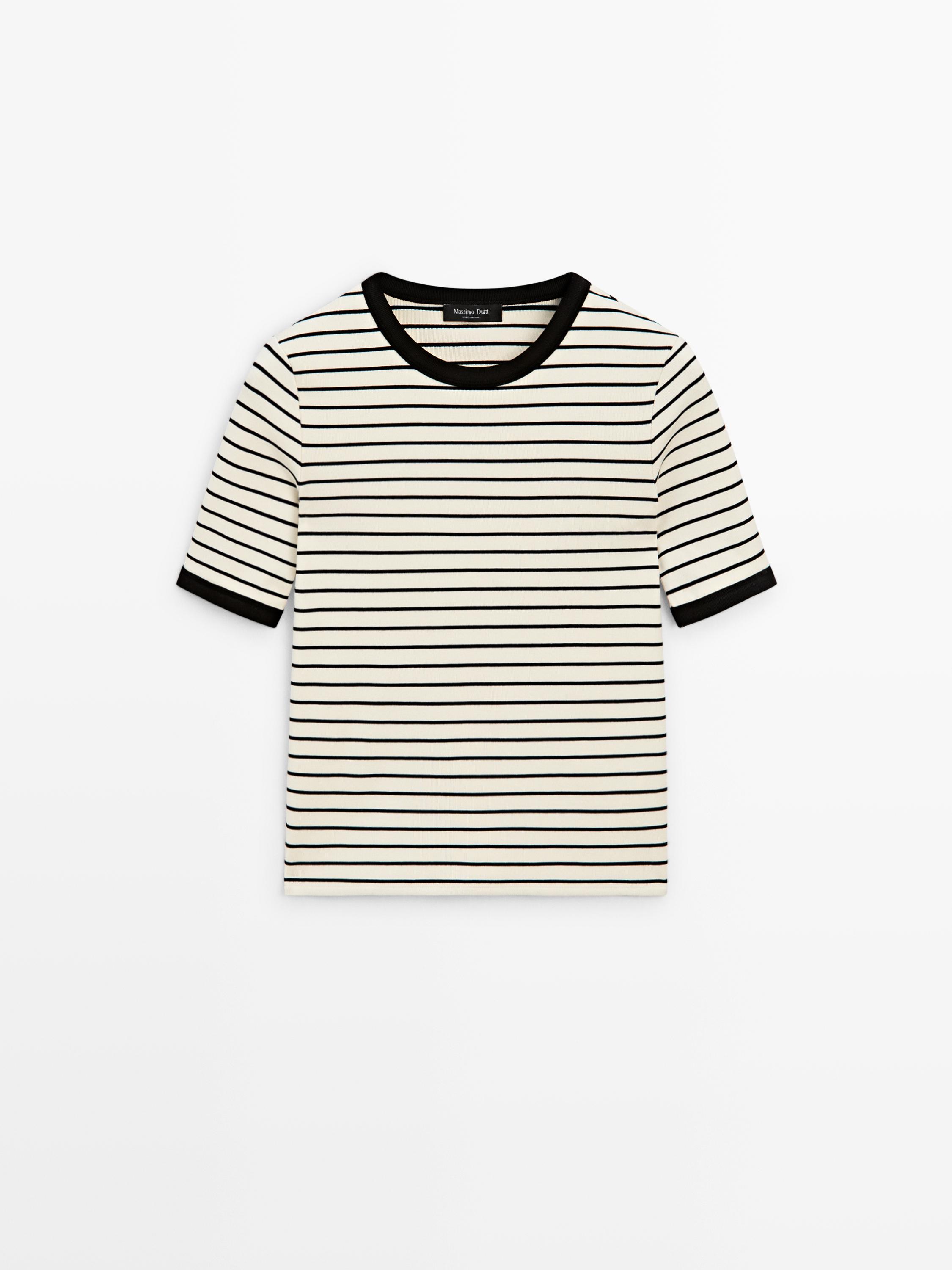 T-shirt à manches courtes rayures contrastantes